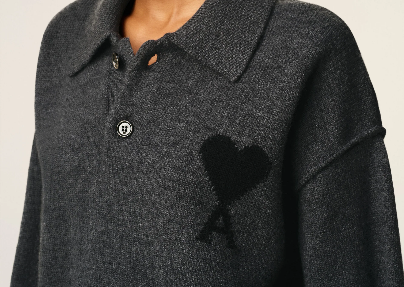 Ami Paris Ami De Coeur Polo Grey Red