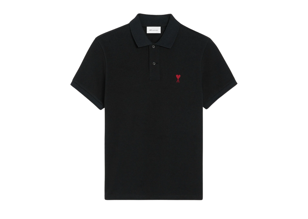 Ami Paris Ami De Coeur Polo Shirt Black Red