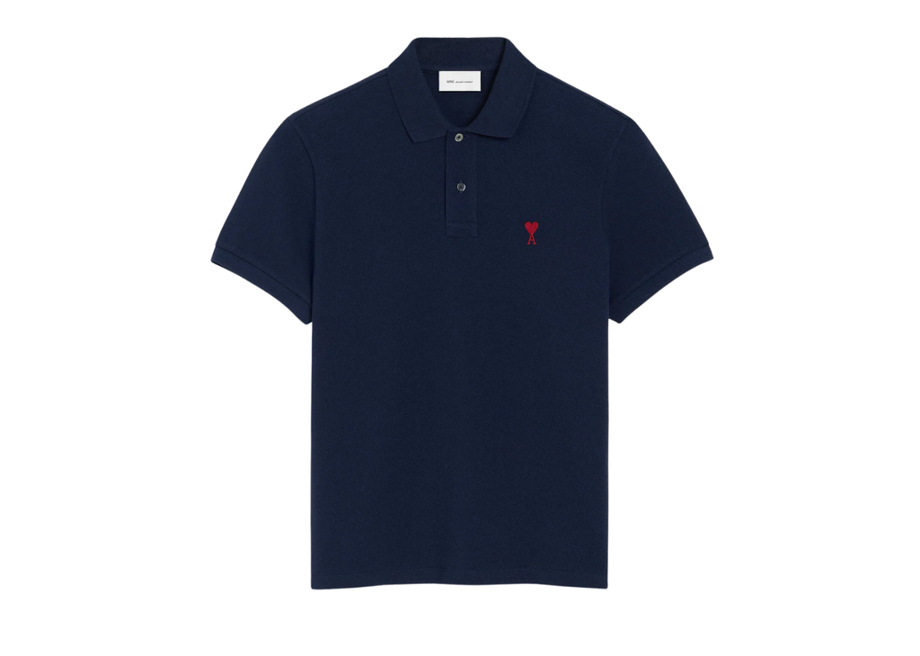 Ami Paris Ami De Coeur Polo Shirt Blue Red
