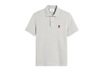 Ami Paris Ami De Coeur Polo Shirt Grey Red