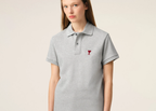 Ami Paris Ami De Coeur Polo Shirt Grey Red