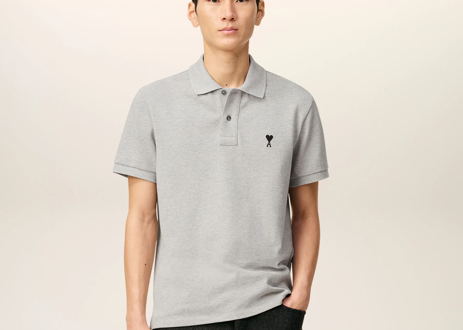 Ami Paris Ami De Coeur Polo Shirt Grey