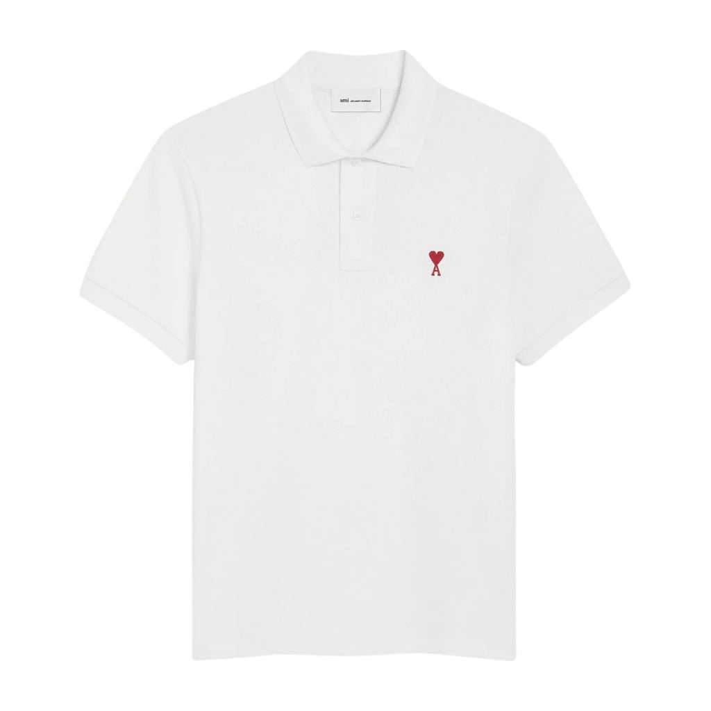 Ami Paris Ami De Coeur Polo Shirt White Red