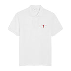 Ami Paris Ami De Coeur Polo Shirt White Red