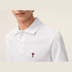 Ami Paris Ami De Coeur Polo Shirt White Red