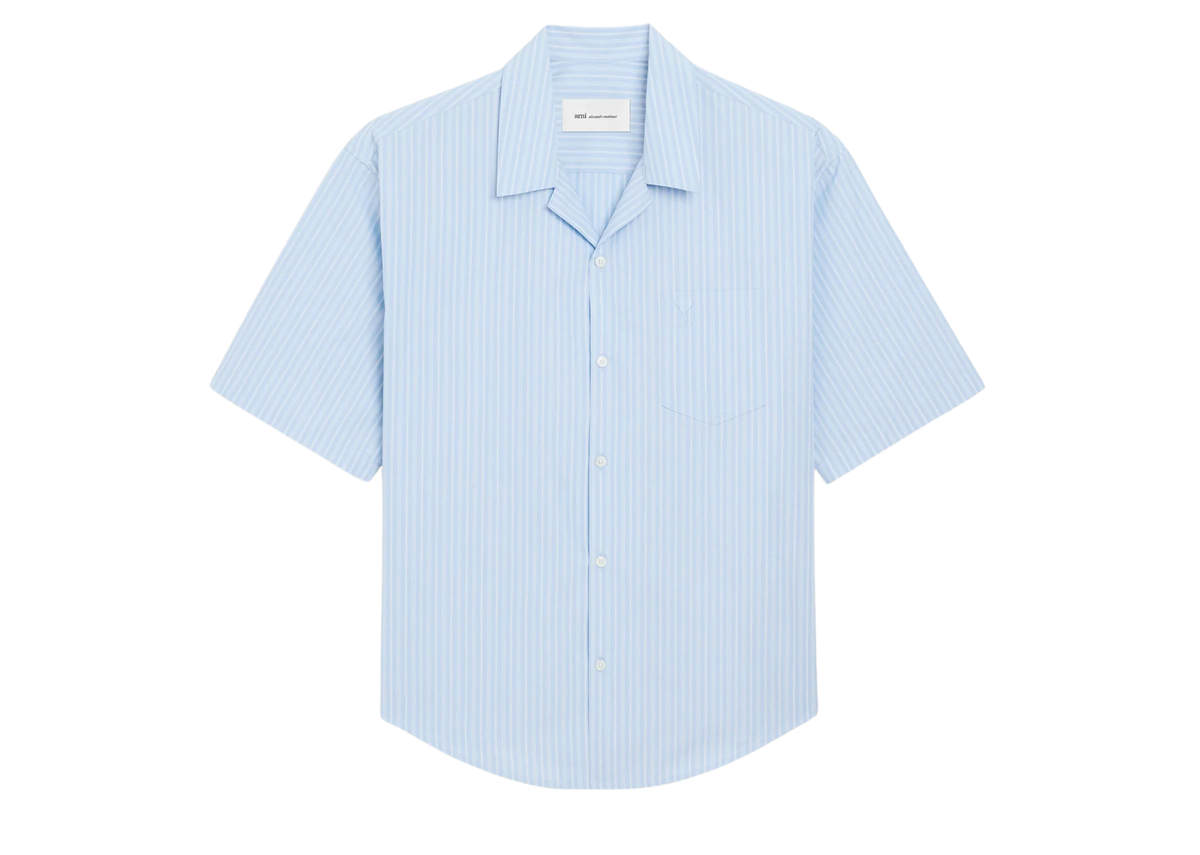 Ami Paris Ami De Coeur Short Sleeve Boxy Shirt Blue