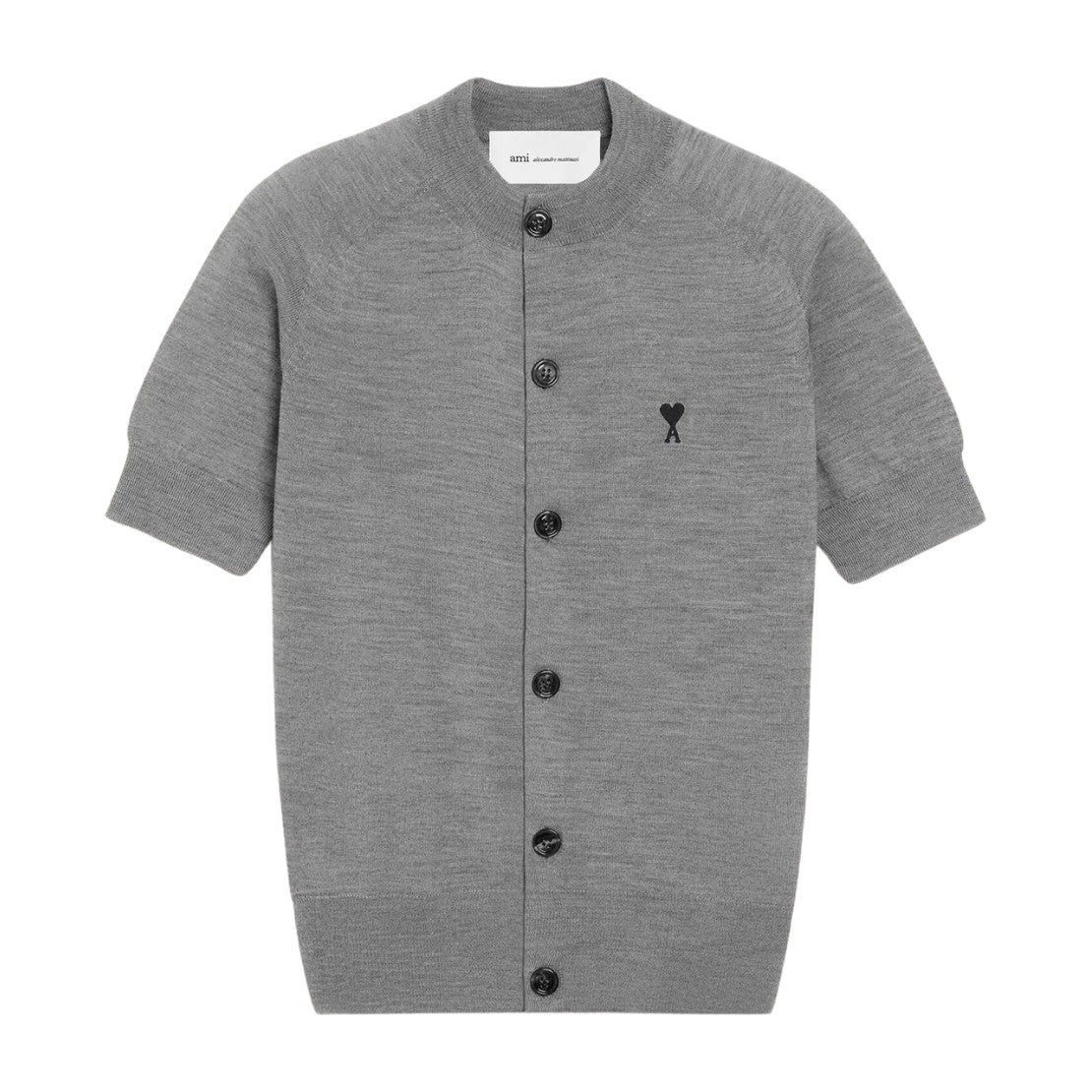 Ami Paris Ami De Coeur Short Sleeve Cardigan Grey