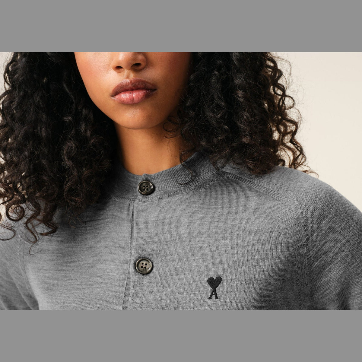Ami Paris Ami De Coeur Short Sleeve Cardigan Grey