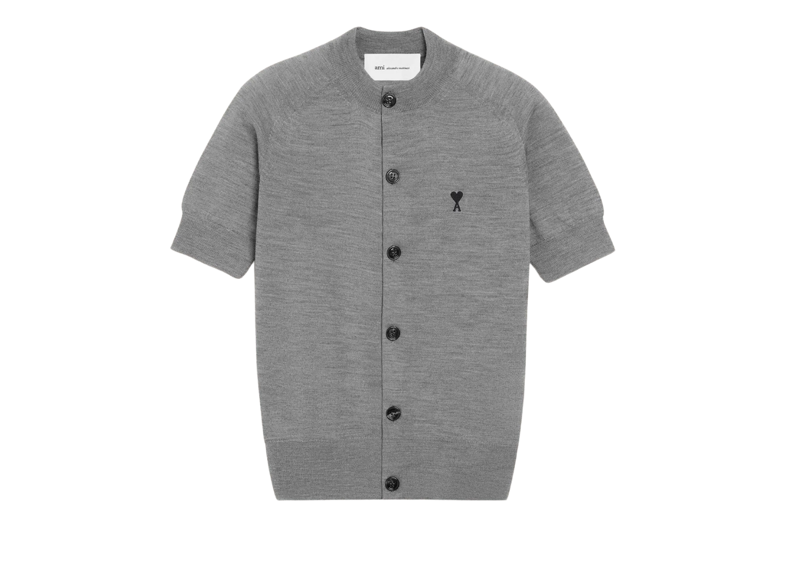 Ami Paris Ami De Coeur Short Sleeve Cardigan Grey