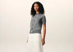 Ami Paris Ami De Coeur Short Sleeve Cardigan Grey