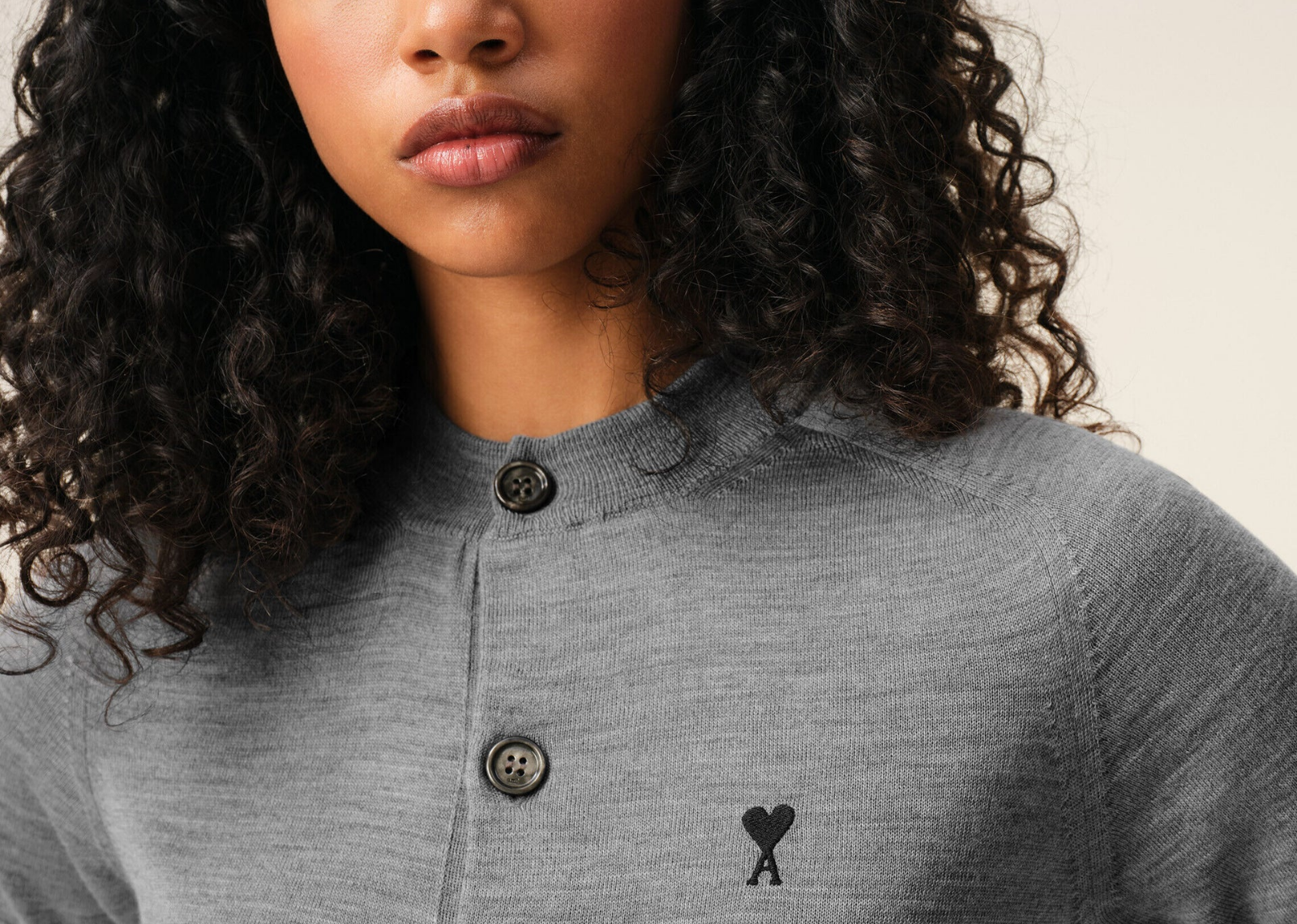 Ami Paris Ami De Coeur Short Sleeve Cardigan Grey