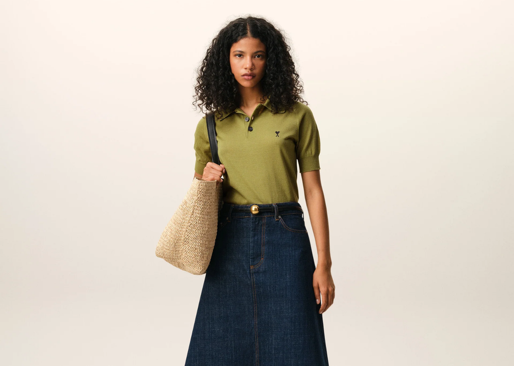 Ami Paris Ami De Coeur Short Sleeve Polo Green