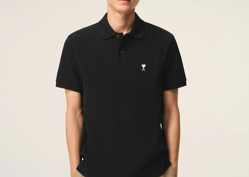 Ami Paris Ami De Coeur Short Sleeve Polo Shirt Black