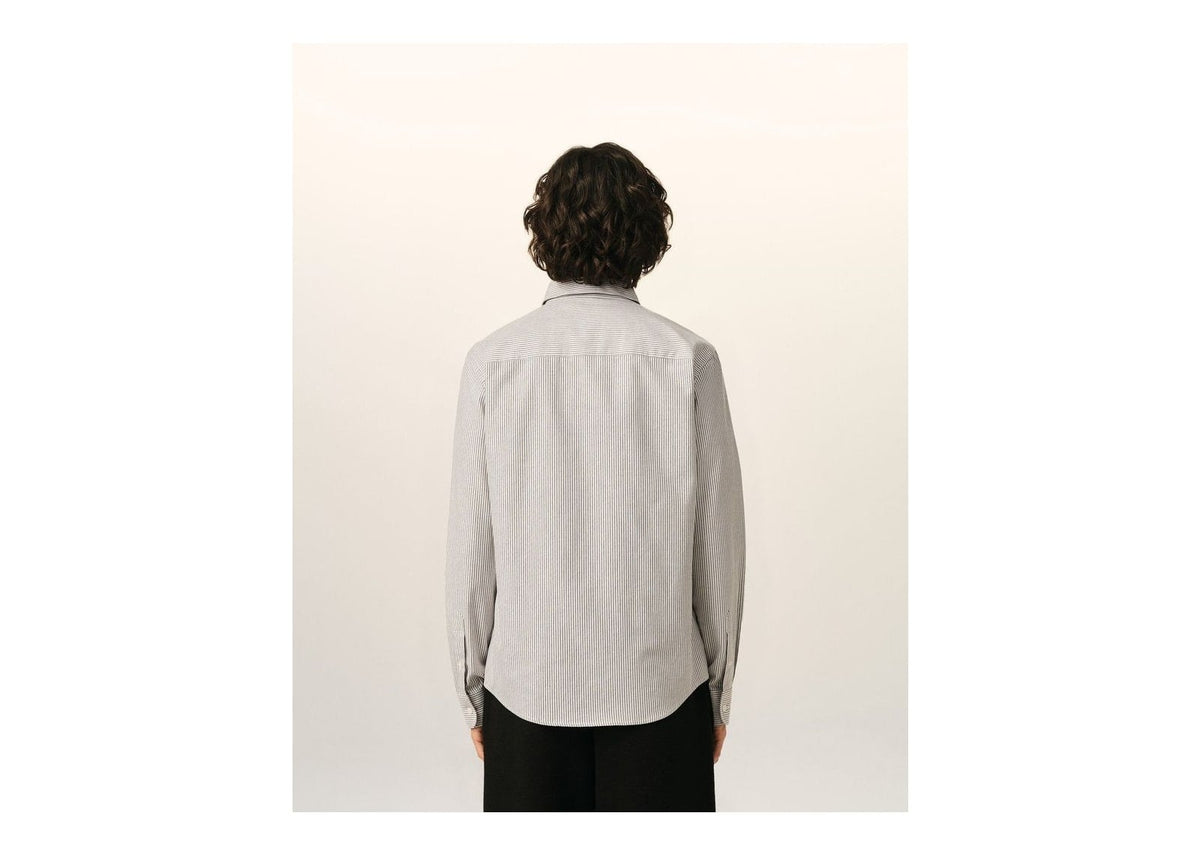 Ami Paris Ami De Coeur Striped Cotton Shirt Black/Natural White