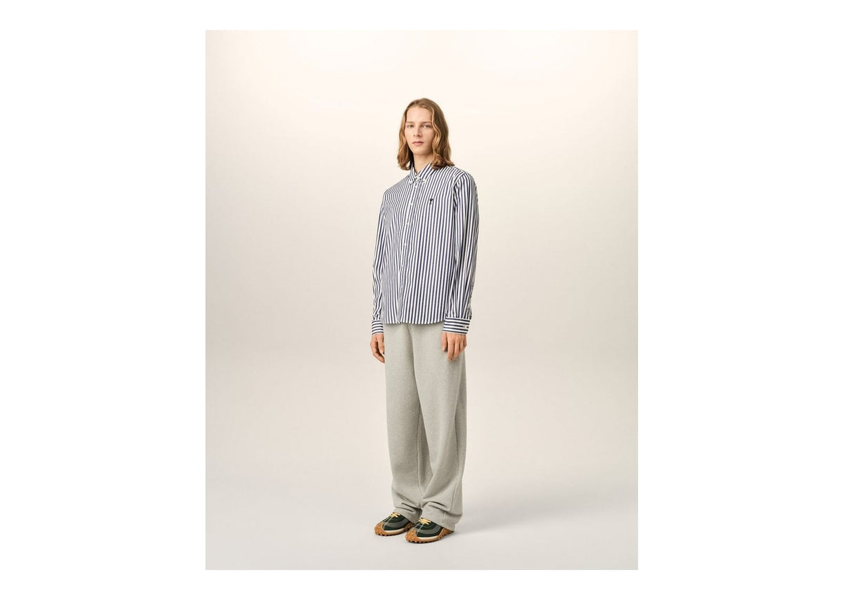 Ami Paris Ami De Coeur Striped Cotton Shirt Royal Blue/White