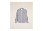Ami Paris Ami De Coeur Striped Cotton Shirt Royal Blue/White