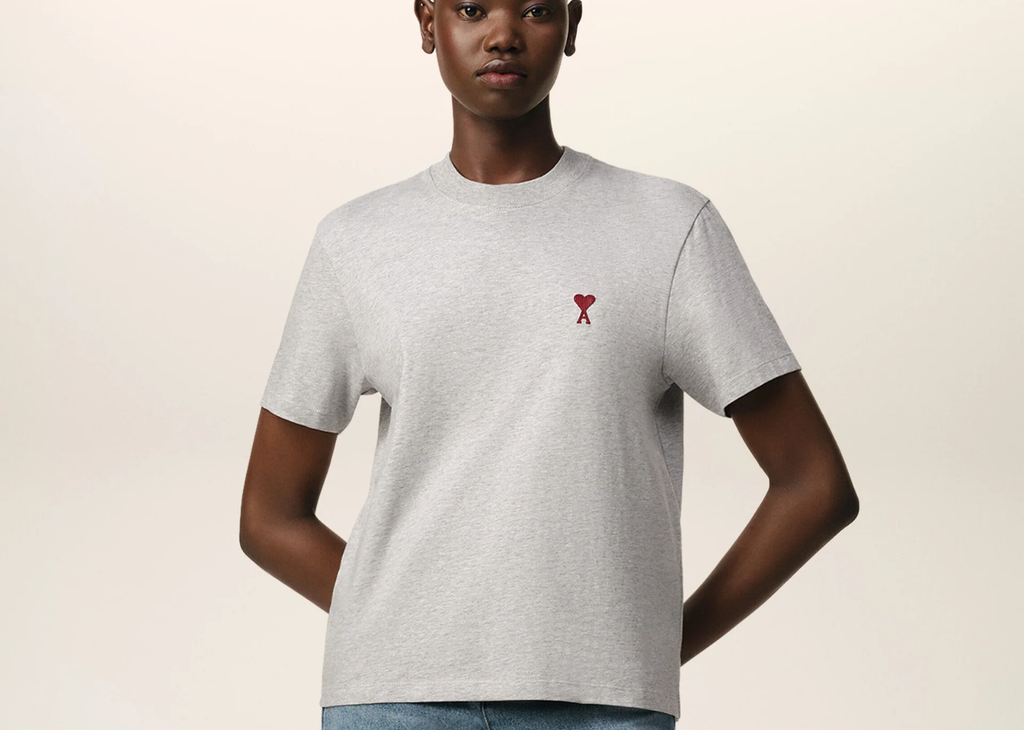 Ami Paris Ami De Coeur T-Shirt Grey Red