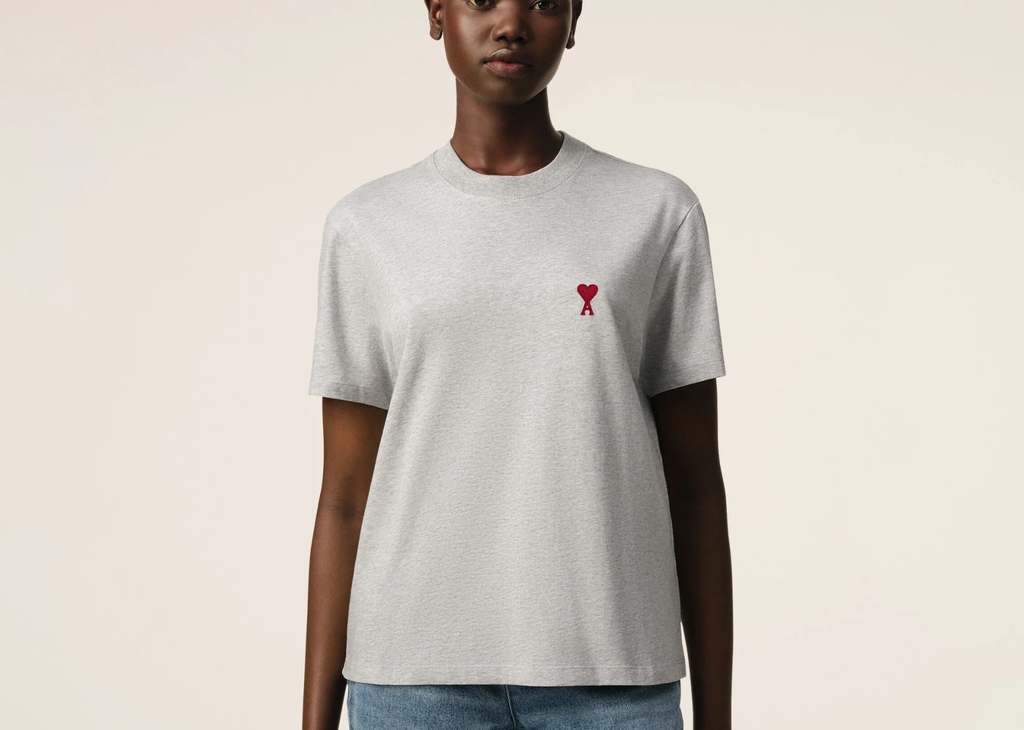 Ami Paris Ami De Coeur T-Shirt Grey Red