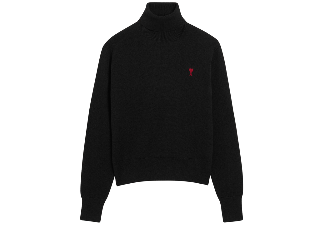 Ami Paris Ami De Coeur Turtle Neck Sweater Black Red