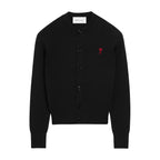 Ami Paris Ami De Coeur Wool Cardigan Black