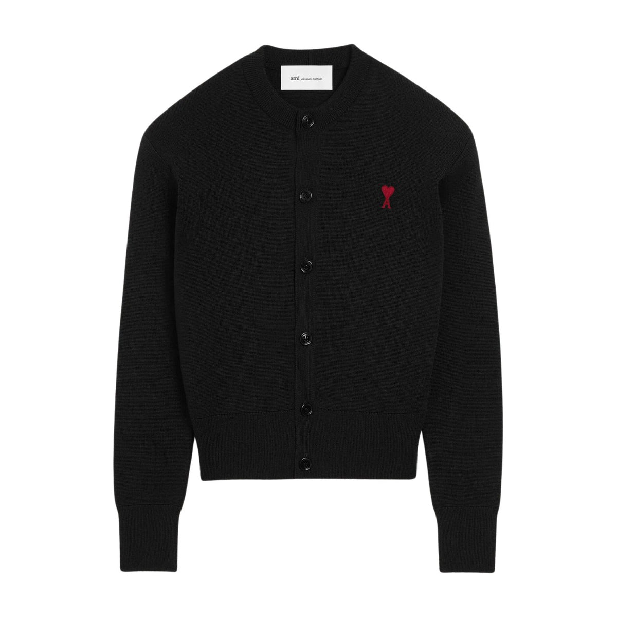 Ami Paris Ami De Coeur Wool Cardigan Black