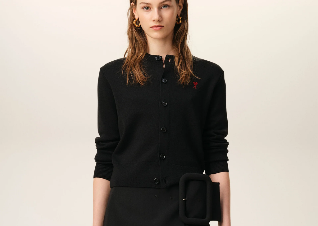 Ami Paris Ami De Coeur Wool Cardigan Black