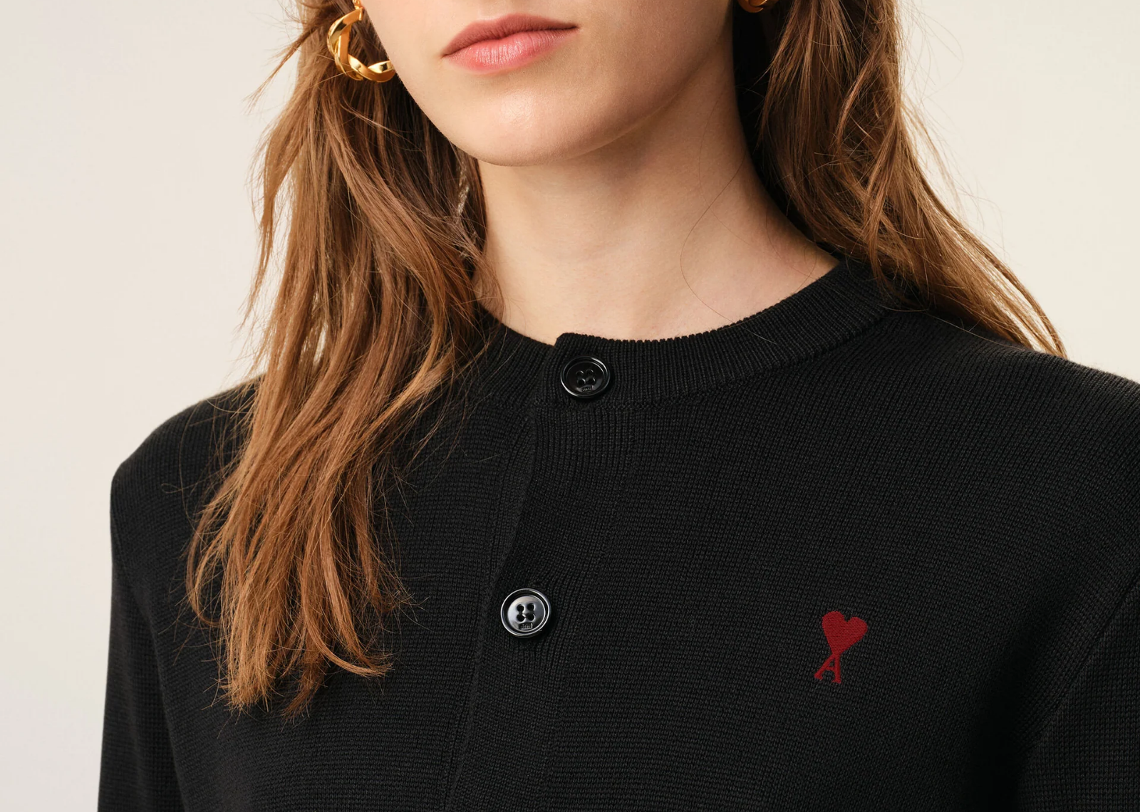 Ami Paris Ami De Coeur Wool Cardigan Black