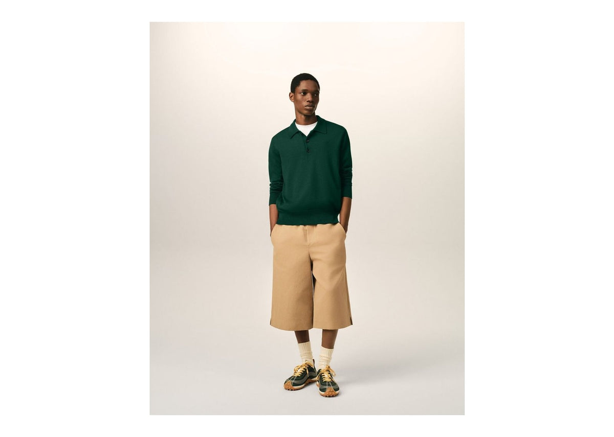 Ami Paris Ami De Coeur Wool Polo Bottle Green/Black