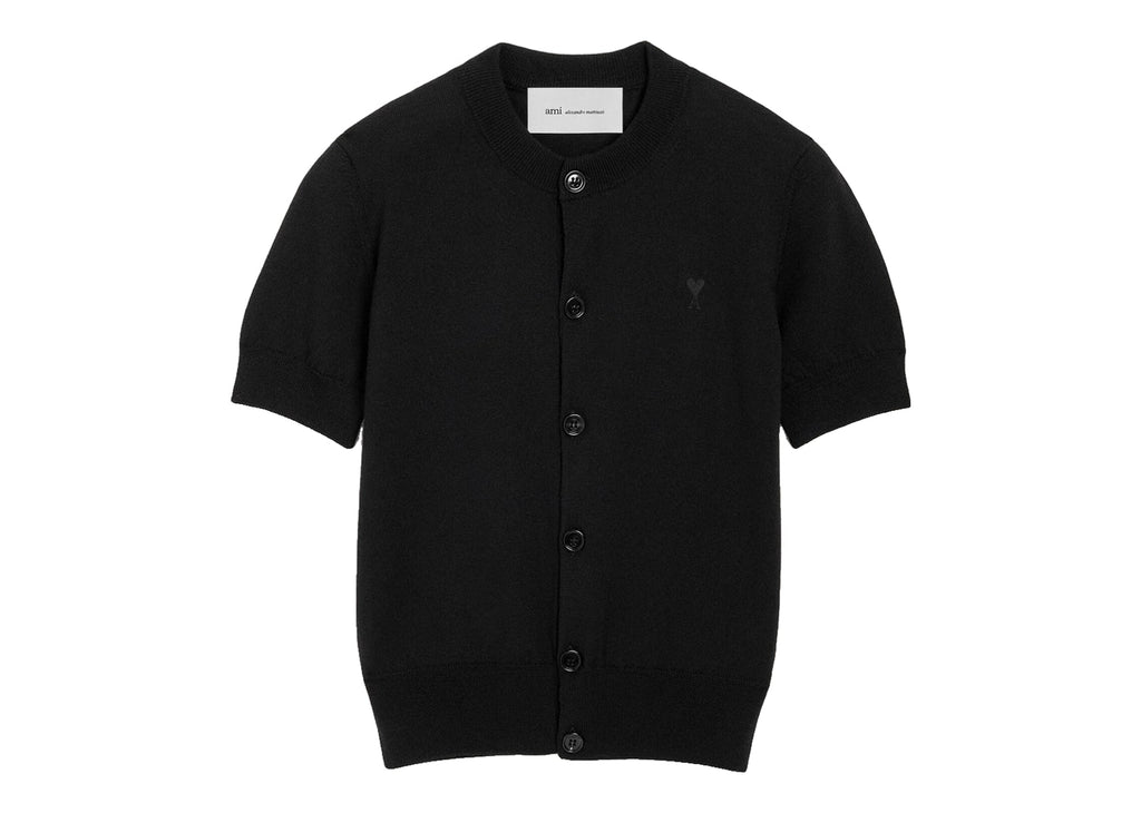 Ami Paris Ami De Coeur Wool Short-Sleeve Cardigan Black/Black (W)