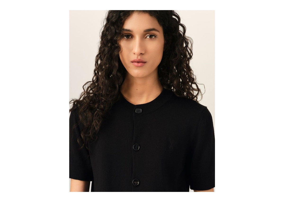 Ami Paris Ami De Coeur Wool Short-Sleeve Cardigan Black/Black (W)