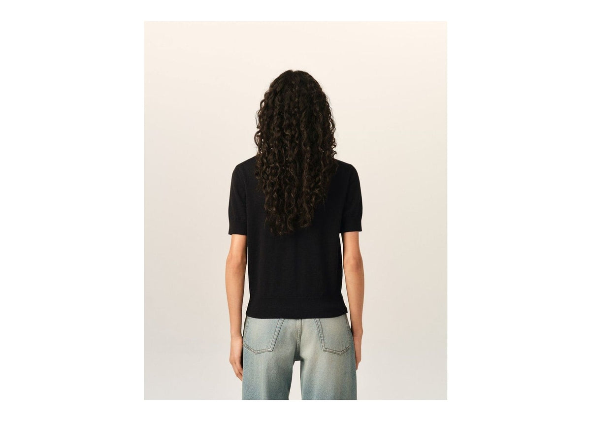 Ami Paris Ami De Coeur Wool Short-Sleeve Cardigan Black/Black (W)