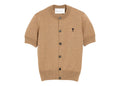 Ami Paris Ami De Coeur Wool Short-Sleeve Cardigan Camel Chine/Black (W)