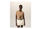 Ami Paris Ami De Coeur Wool Short-Sleeve Cardigan Camel Chine/Black (W)