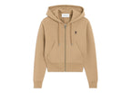 Ami Paris Ami De Coeur Zipped Cotton Hoodie Mastic Beige/Black (W)