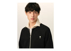 Ami Paris Ami De Coeur Zipped Cotton Sweatshirt Black/Ivory