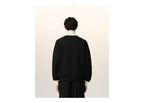 Ami Paris Ami De Coeur Zipped Cotton Sweatshirt Black/Ivory