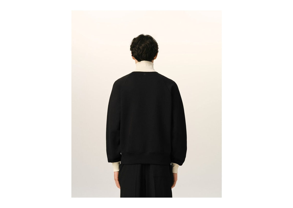 Ami Paris Ami De Coeur Zipped Cotton Sweatshirt Black/Ivory