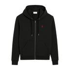 Ami Paris Ami De Coeur Zipped Hoodie Black Red