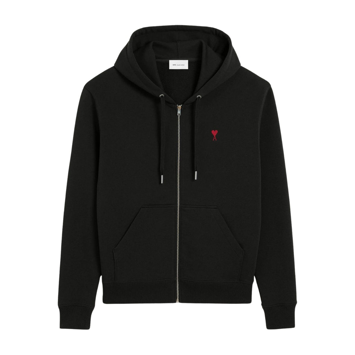 Ami Paris Ami De Coeur Zipped Hoodie Black Red