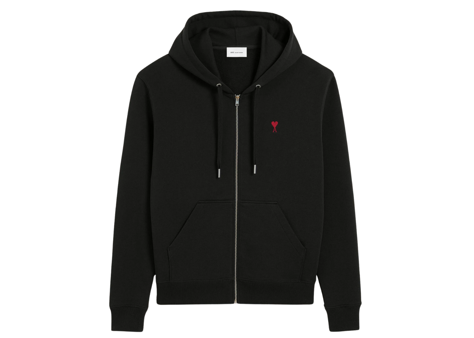 Ami Paris Ami De Coeur Zipped Hoodie Black Red