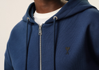 Ami Paris Ami De Coeur Zipped Hoodie Blue