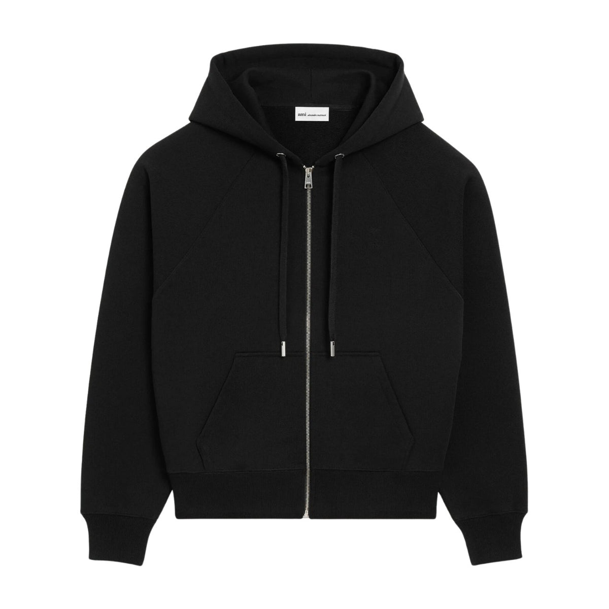 Ami Paris Ami De Coeur Zipped Hoodie Cotton Black