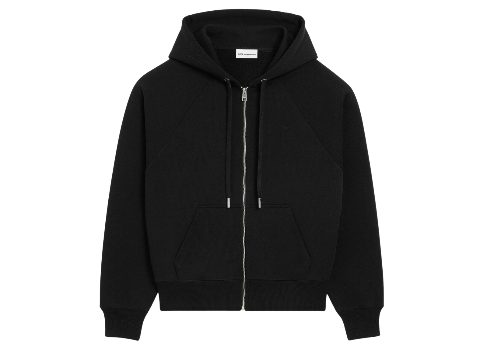 Ami Paris Ami De Coeur Zipped Hoodie Cotton Black