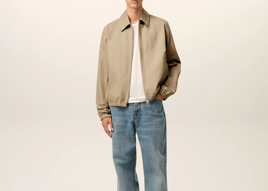 Ami Paris Ami De Coeur Zipped Jacket Beige