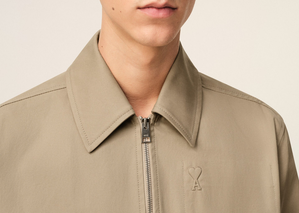 Ami Paris Ami De Coeur Zipped Jacket Beige