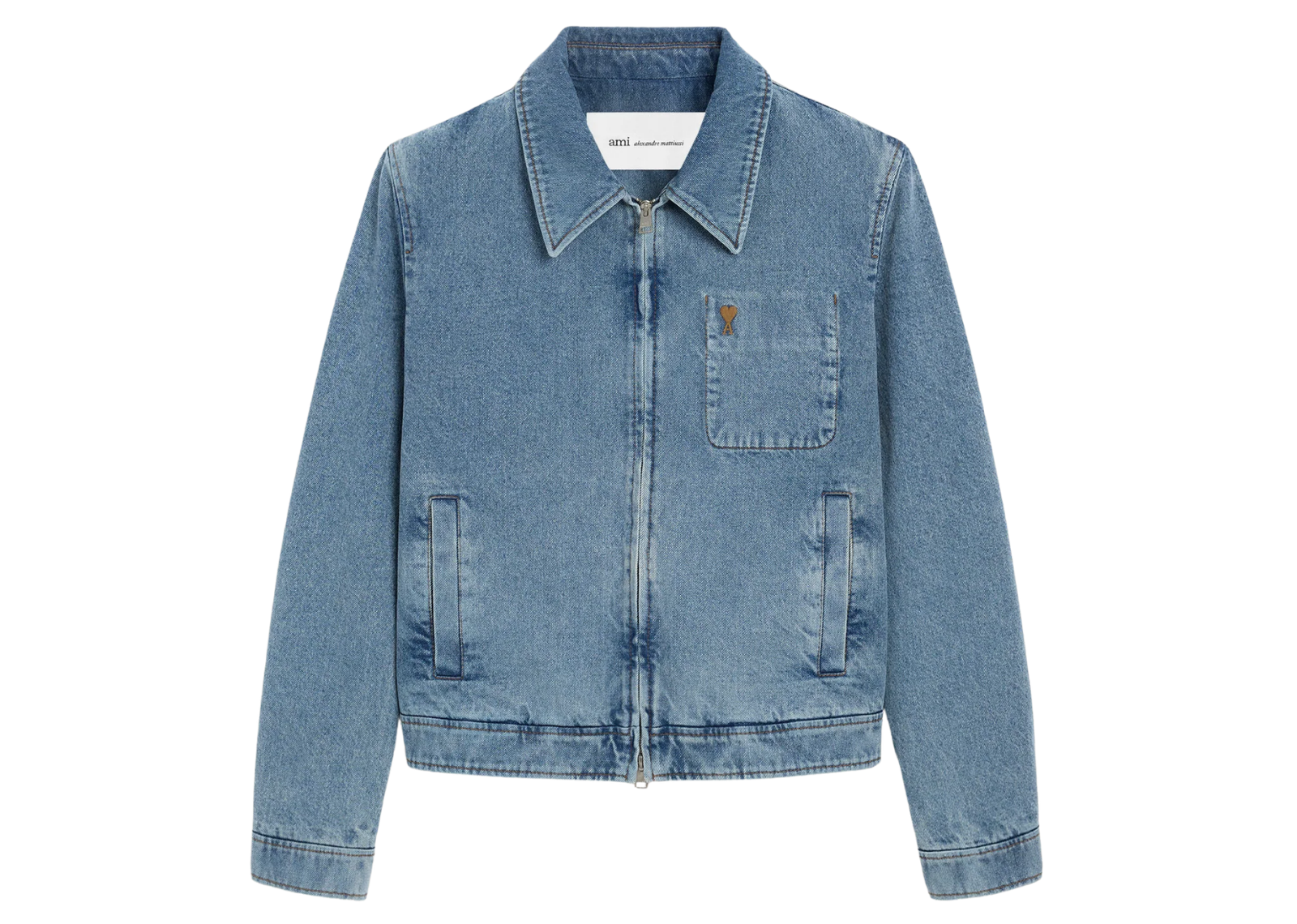 Ami Paris Ami De Coeur Zipped Jacket Blue