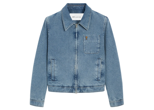Ami Paris Ami De Coeur Zipped Jacket Blue