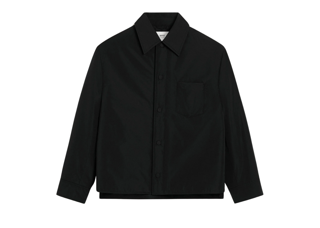 Ami Paris Black Taffetas Padded Ami De Coeur Overshirt