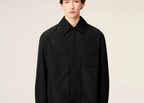 Ami Paris Black Taffetas Padded Ami De Coeur Overshirt