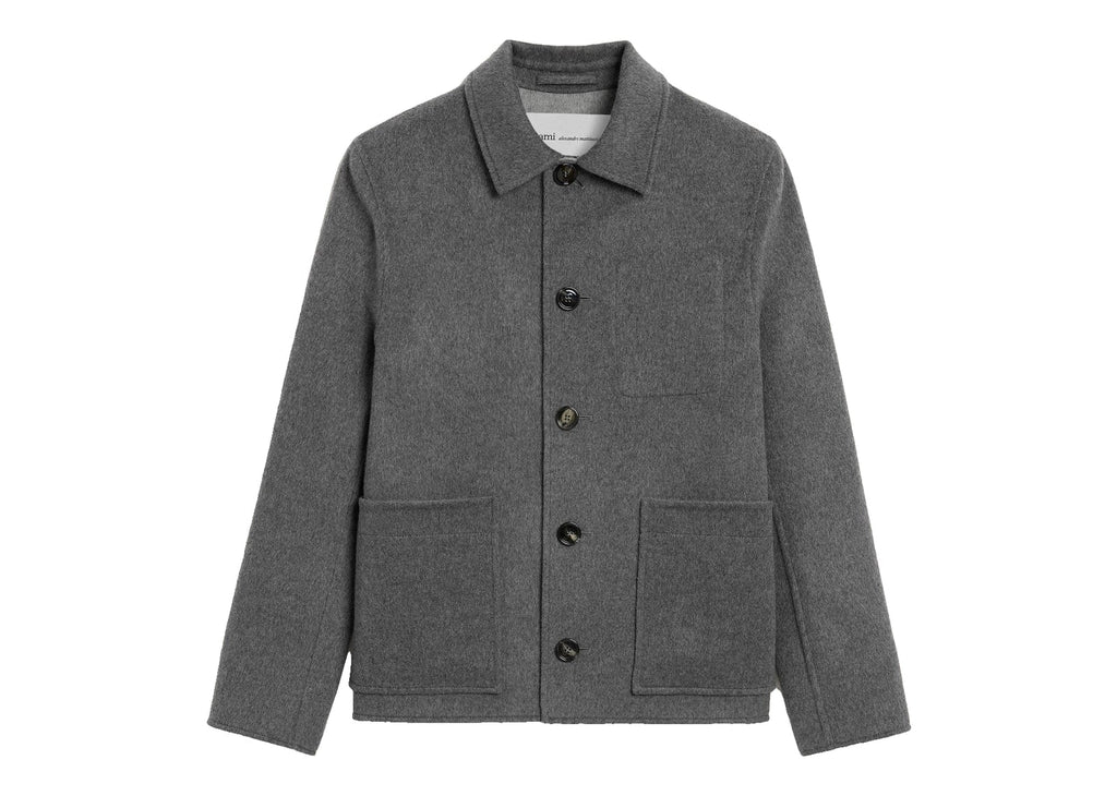 Ami Paris Button-Down Wool and Cashmere Jacket Carbon Grey/Ash Grey